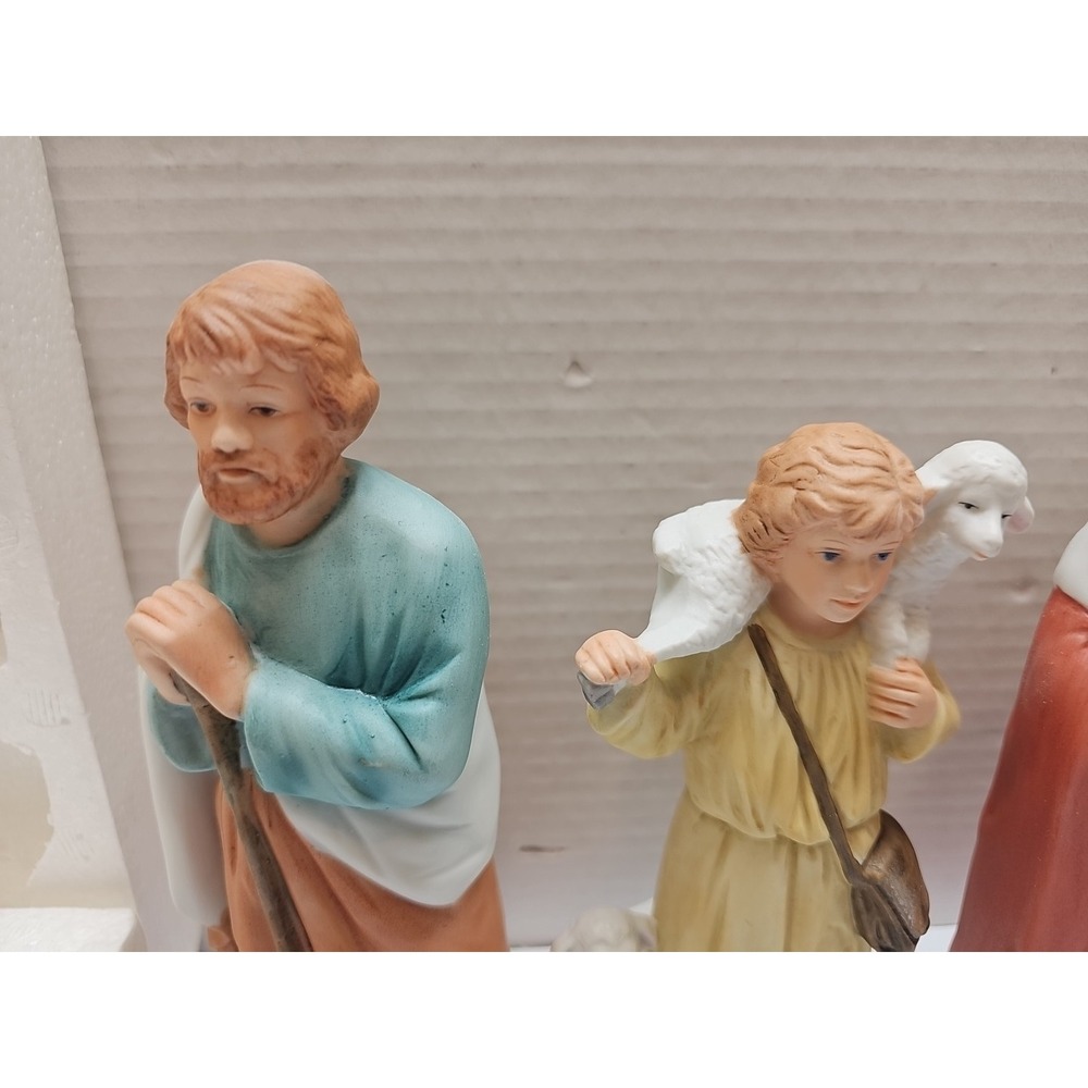 Vintage Homco Nativity 5260 Complete Set 10 Pieces Porcelain Bisque Matte Finish - Picture 3 of 13